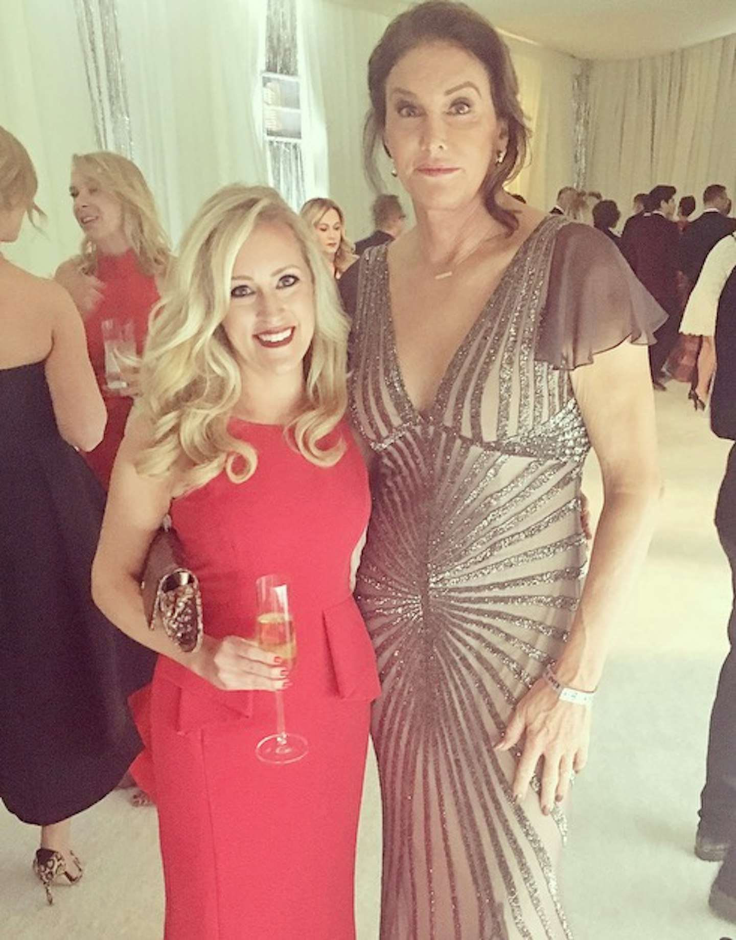 I was wearing a red Aidan Mattox dress to meet Caitlyn Jenner